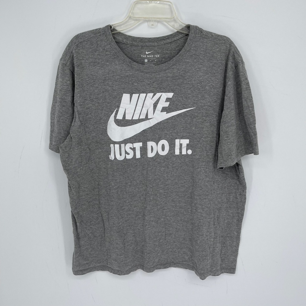 Nike Men's Gray Just Do It Graphic Athletic Cut Short Sleeve T-Shirt Size XL
